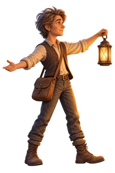 The same walker grown into a Giant, arms open, lantern raised
